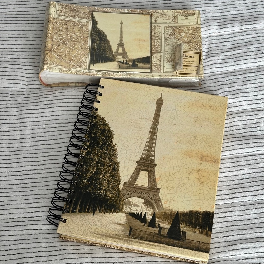 Eiffel Tower Paris Map Travel Notebook Photo Album Set